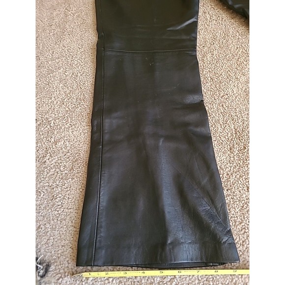 VS2 by Vakko Leather Pants Size 10 Black Lamb Leather Soft Wide Leg - Picture 8 of 9